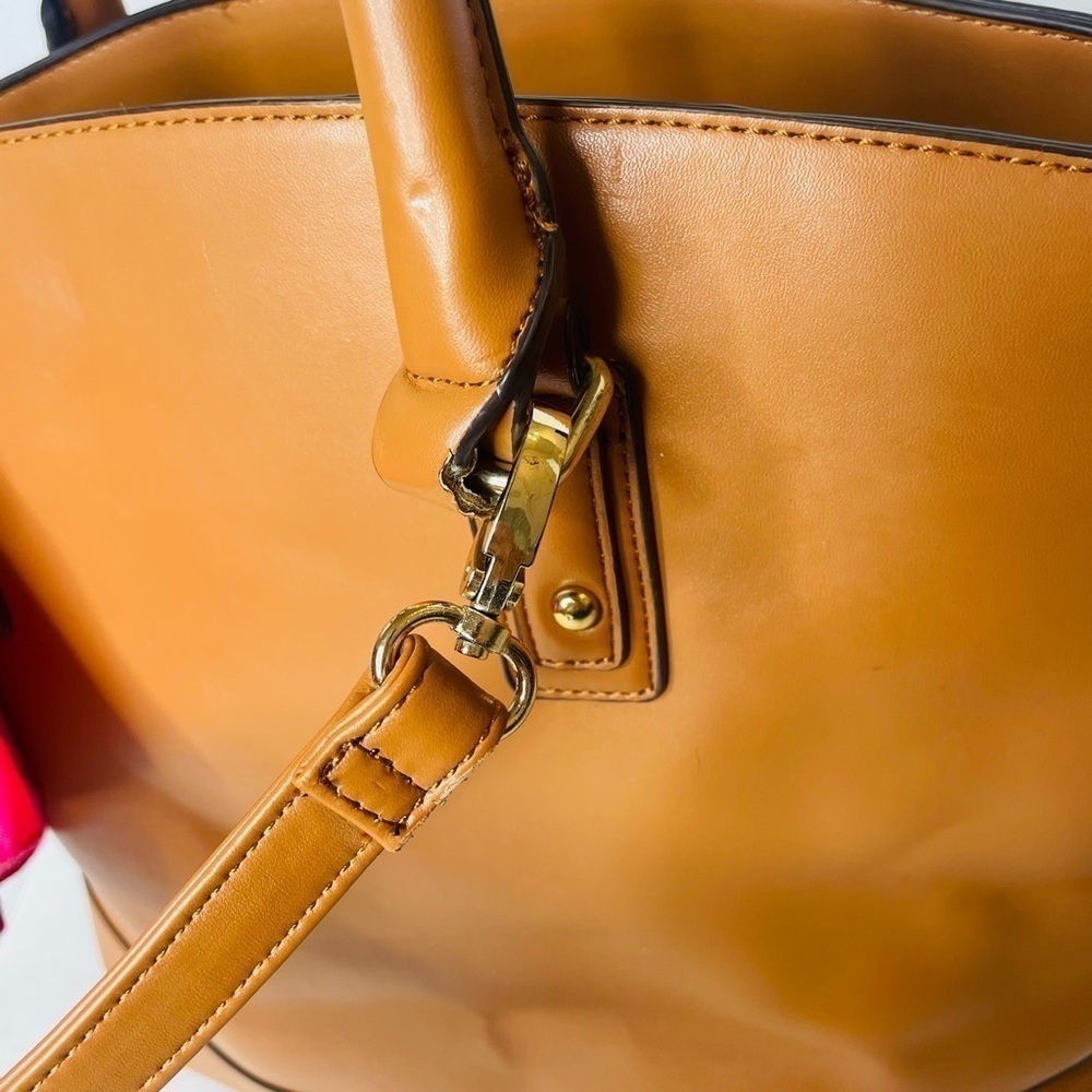 JUSTFAB Martin Tan Faux Leather Tote Bag Purse - Picture 4 of 14